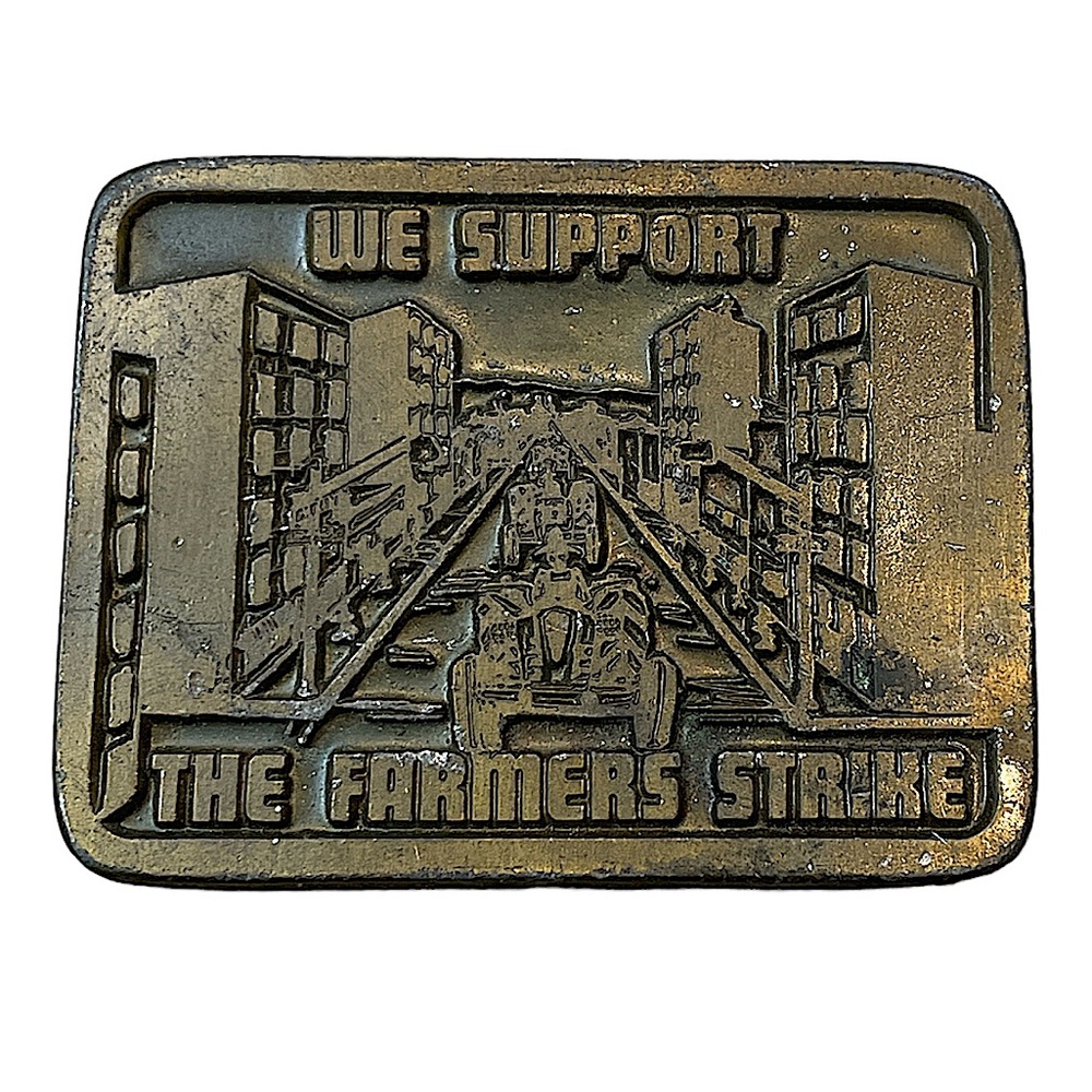 Rothchild Industries Brass We Support The Farmers Strike Belt Buckle
